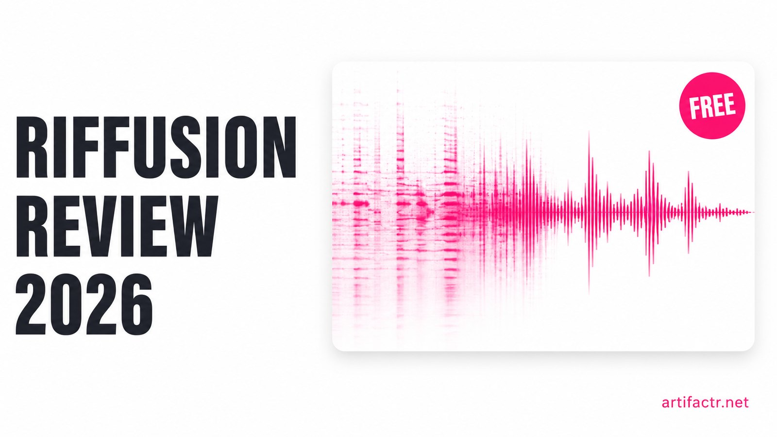 A Riffusion spectrogram dissolving into an audio waveform with a free badge, representing its free-tier music generation