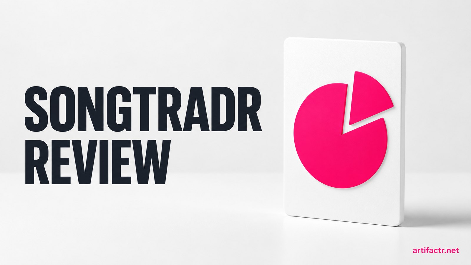 A platform card showing a pink pie-slice split, representing Songtradr's commission on a sync placement