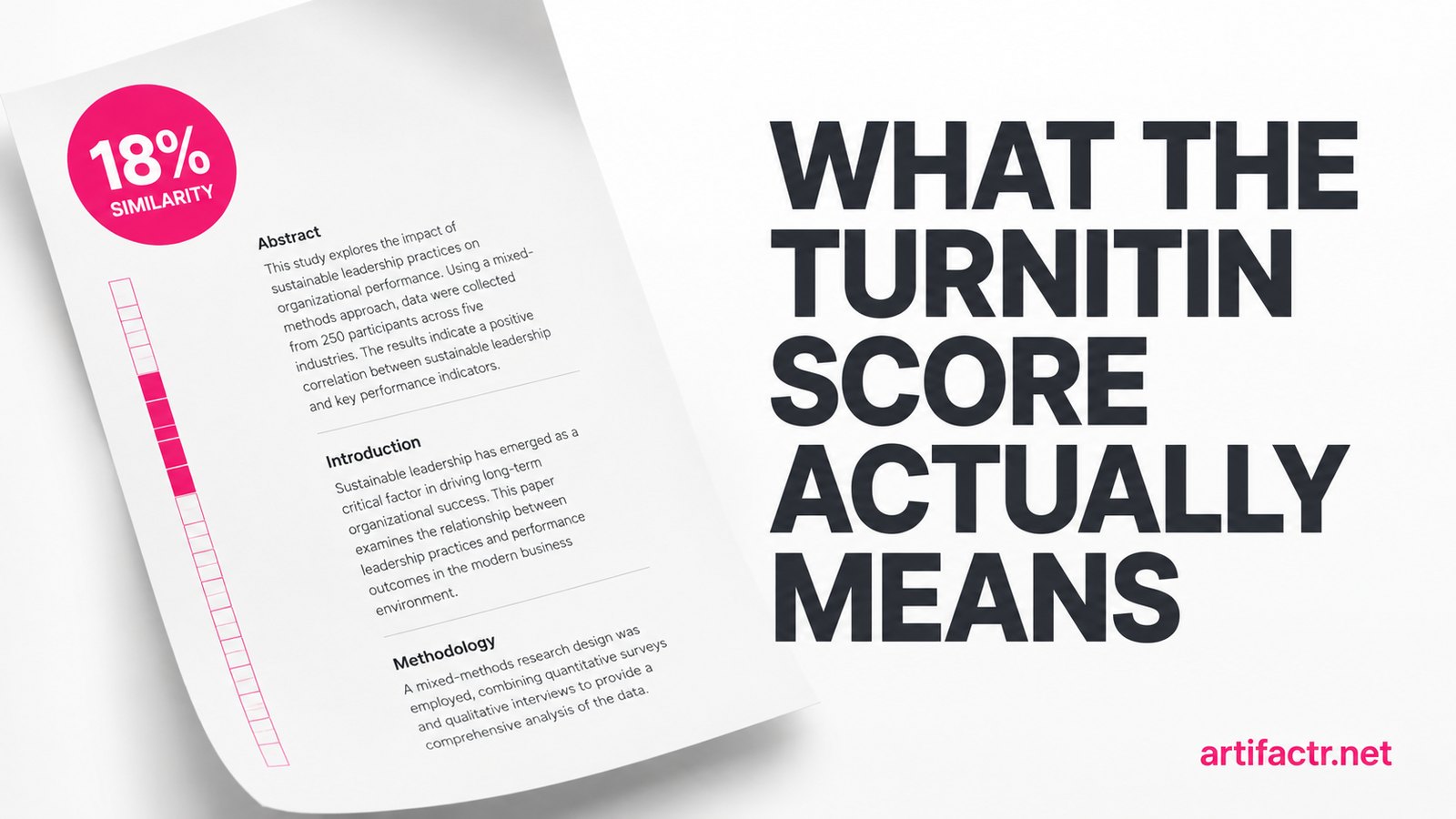 An academic paper with a similarity percentage badge and a segment bar down the margin, representing Turnitin's AI writing report
