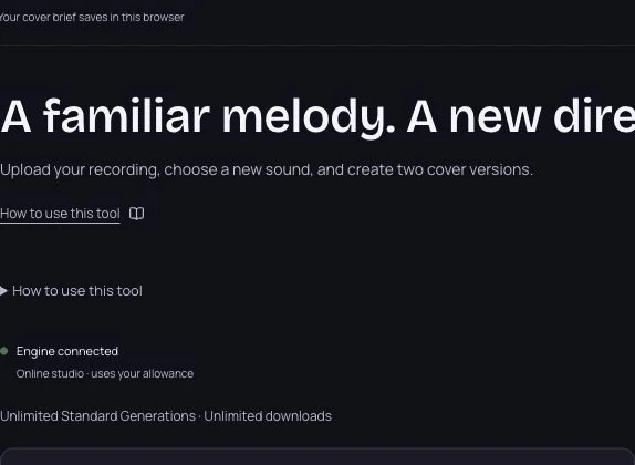 The actual upload and melody controls. Automatic lyric extraction and the arrangement direction are separate choices.